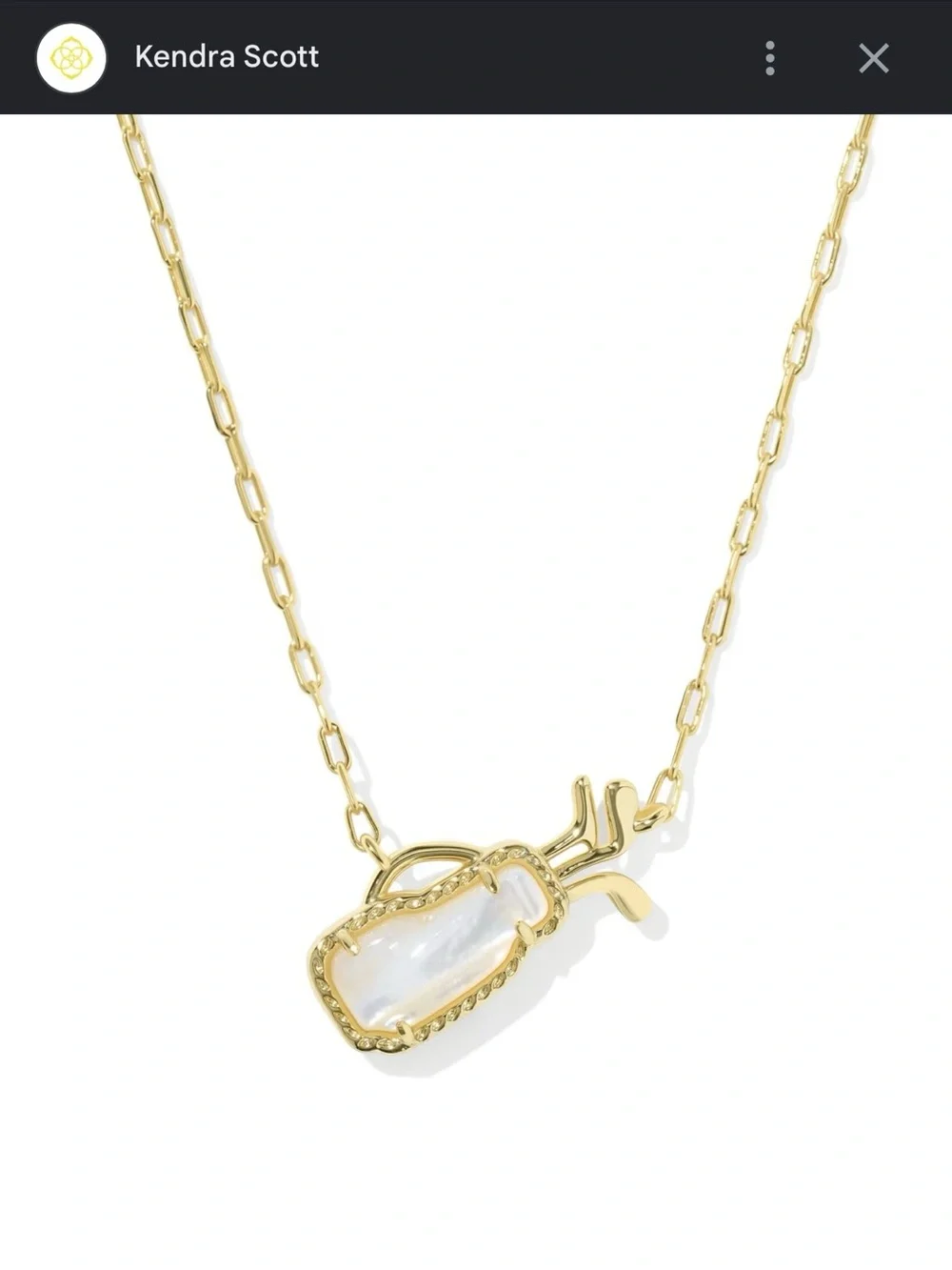 New Kendra Scott Golf Gold Short Pendant Necklace Ivory Mother-of-Pearl - New - Picture 1 of 5